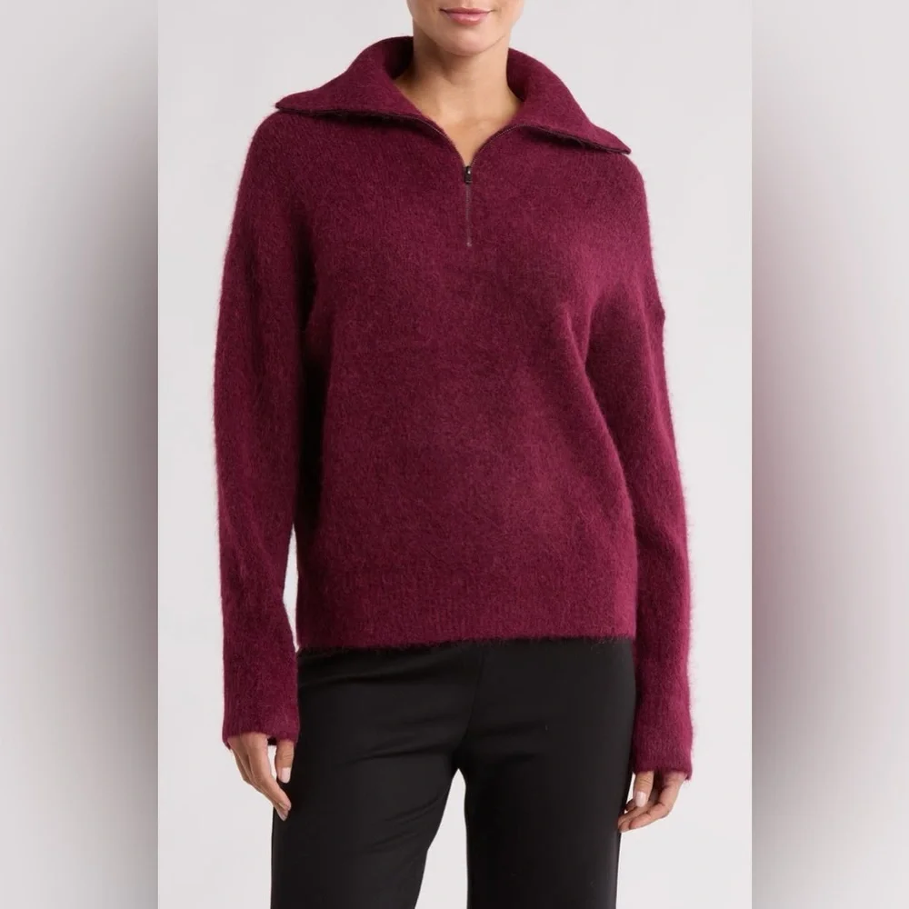 NWT $465 Vince Women's Alpaca Blend Quarter Zip Pullover